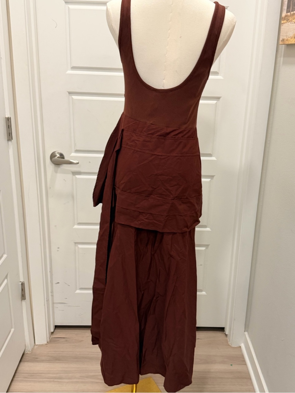 Zara Burgundy Wrap Style Layered Dress with Side Ties - Picture 9 of 12